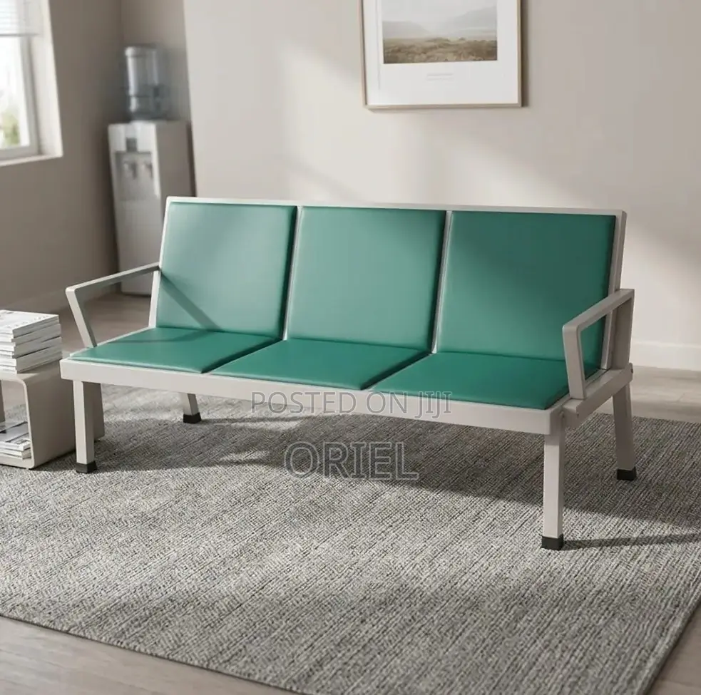 Office Bench : Green 3-Seater Waiting Bench