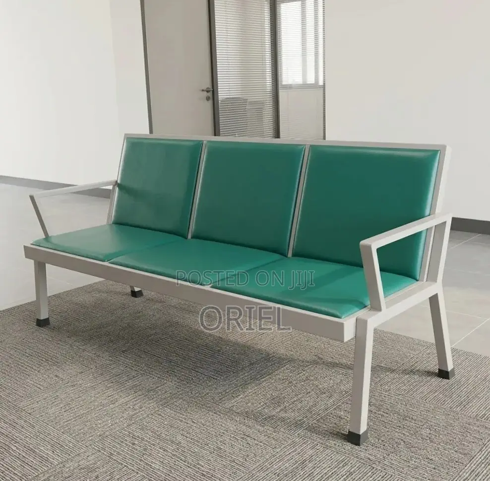 Office Bench : Green 3-Seater Waiting Bench