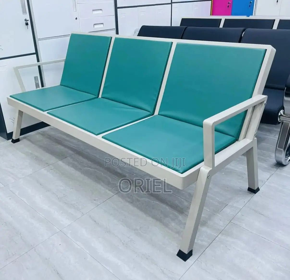 Office Bench : Green 3-Seater Waiting Bench