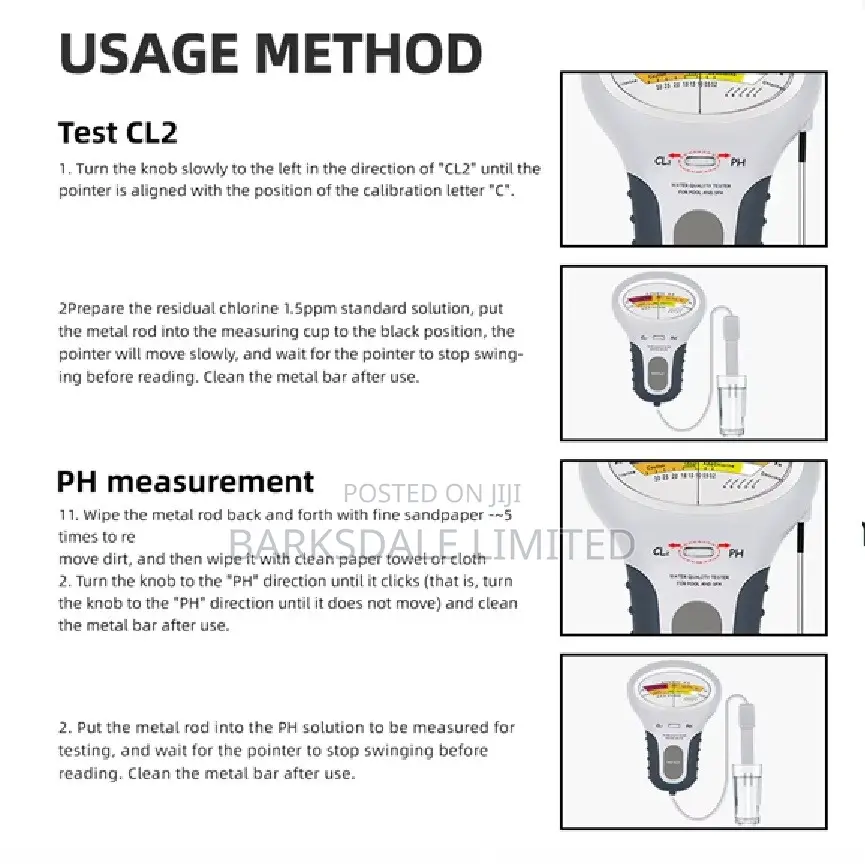 Pool Testing Water Quality Chlorine PH Meter Swimming Pool Aquarium