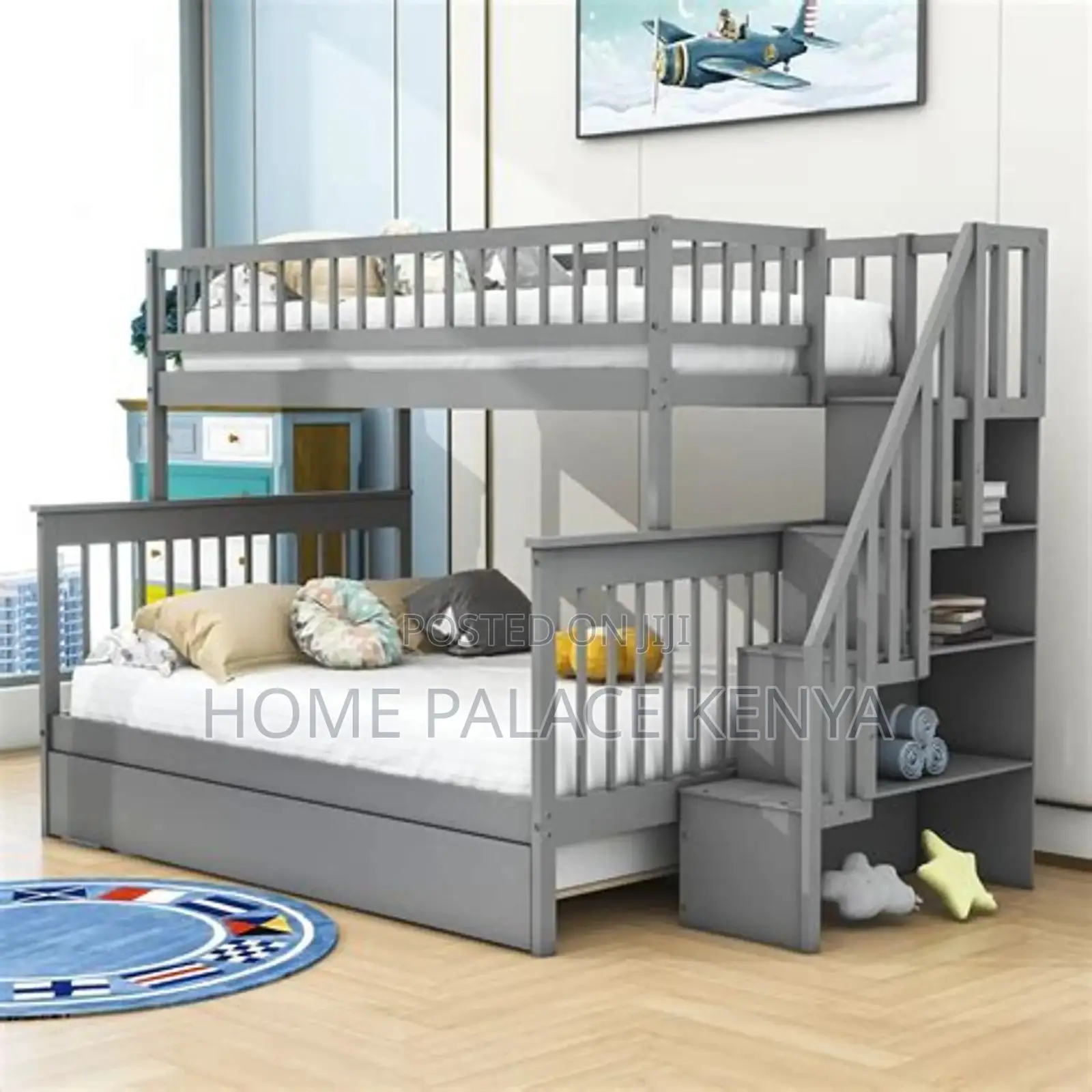Bunk Bed; Modern Solid Wood Bunk Bed for Kids Bedroom