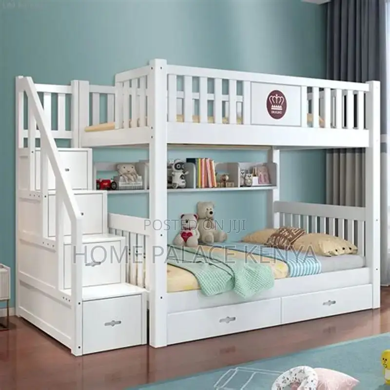 Bunk Bed; Modern Solid Wood Bunk Bed for Kids Bedroom