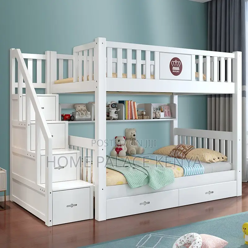 Bunk Bed; Modern Solid Wood Bunk Bed for Kids Bedroom