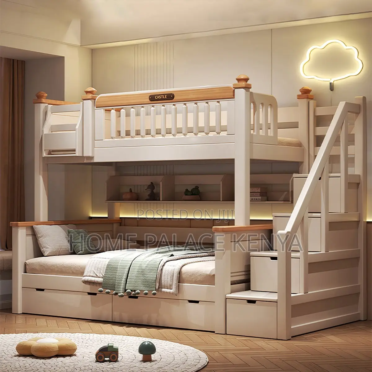 Bunk Bed; Modern Solid Wood Bunk Bed for Kids Bedroom
