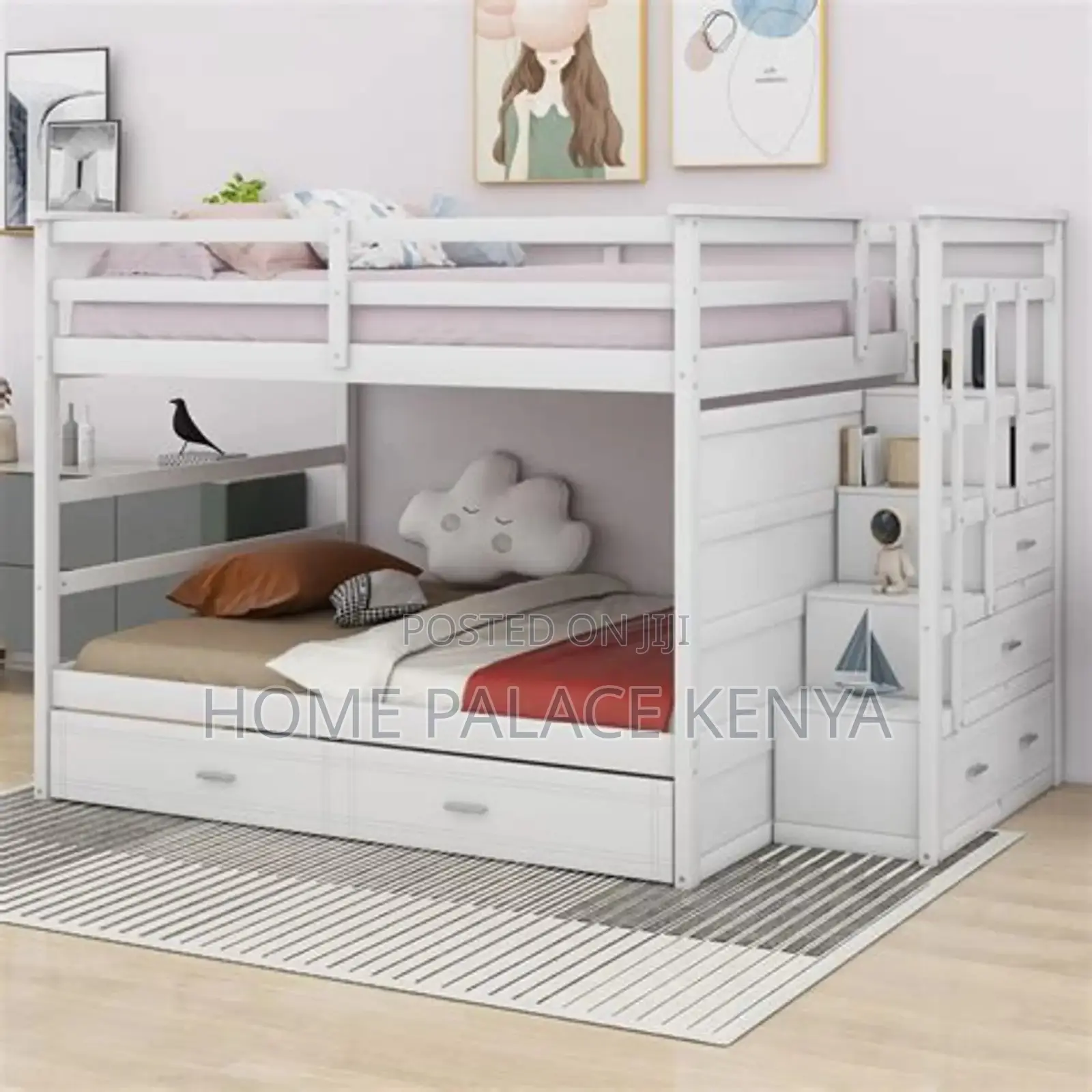 Bunk Bed; Modern Solid Wood Bunk Bed for Kids Bedroom