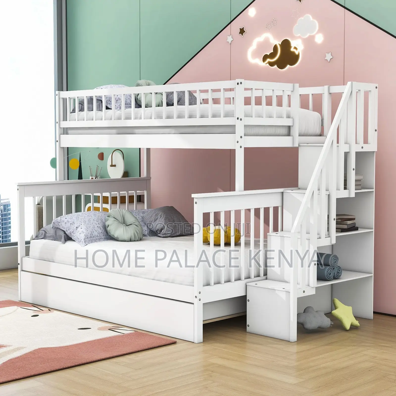 Bunk Bed; Modern Solid Wood Bunk Bed for Kids Bedroom