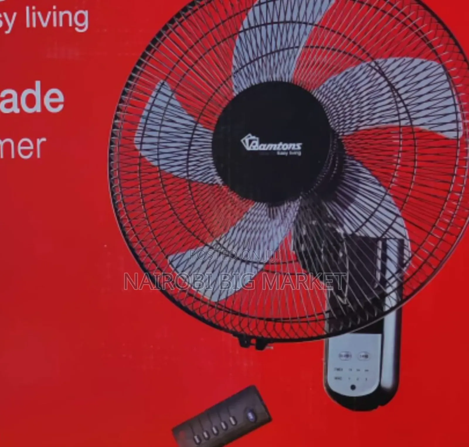 Ramtons 16" Wall Fan 5 Blades With Remote