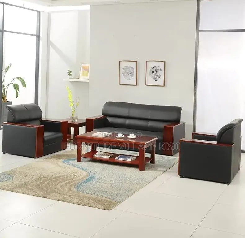 Office Furniture; 5-Seater Leather Office Sofa Set