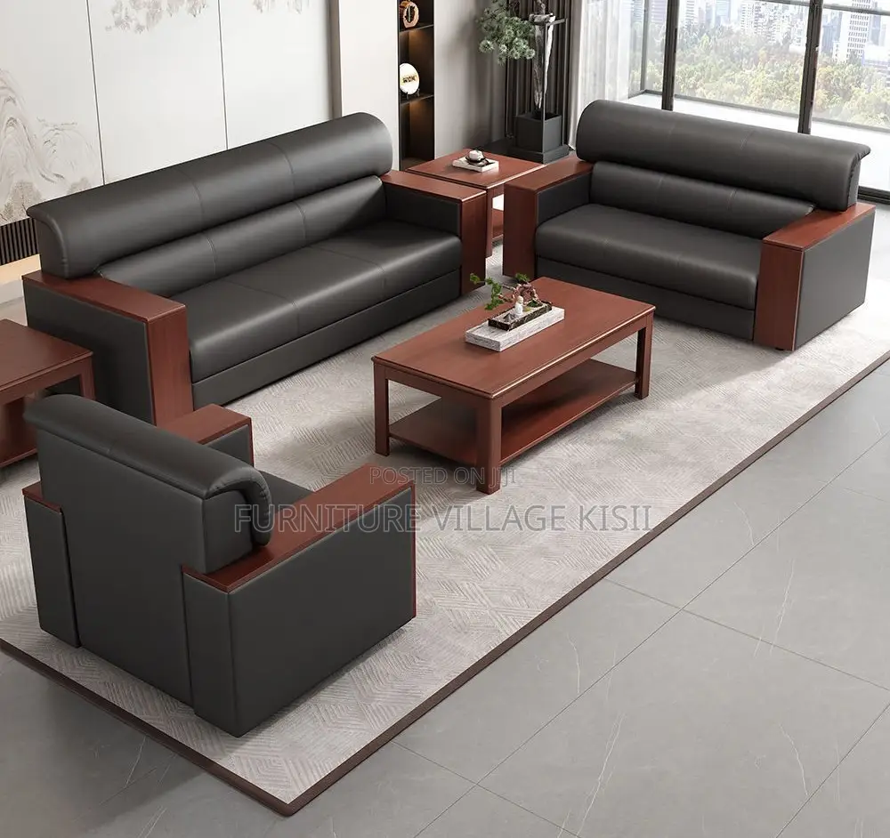 Office Furniture; 5-Seater Leather Office Sofa Set
