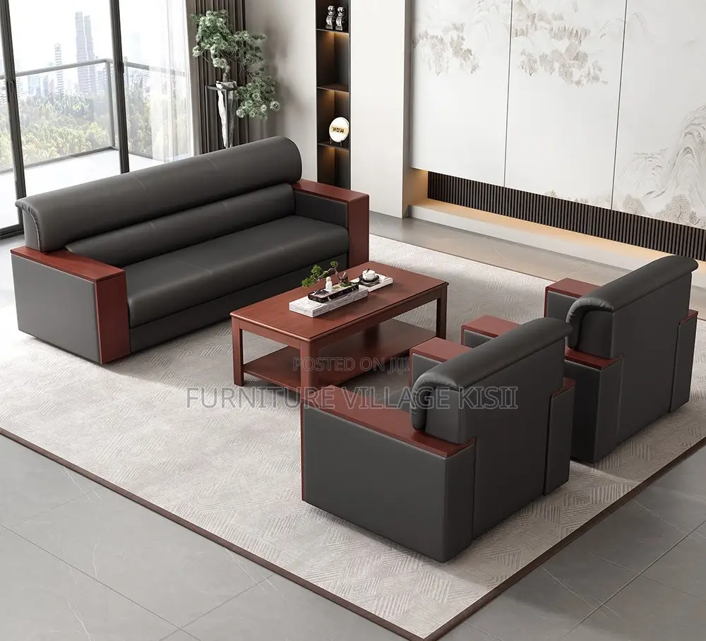 Office Furniture; 5-Seater Leather Office Sofa Set