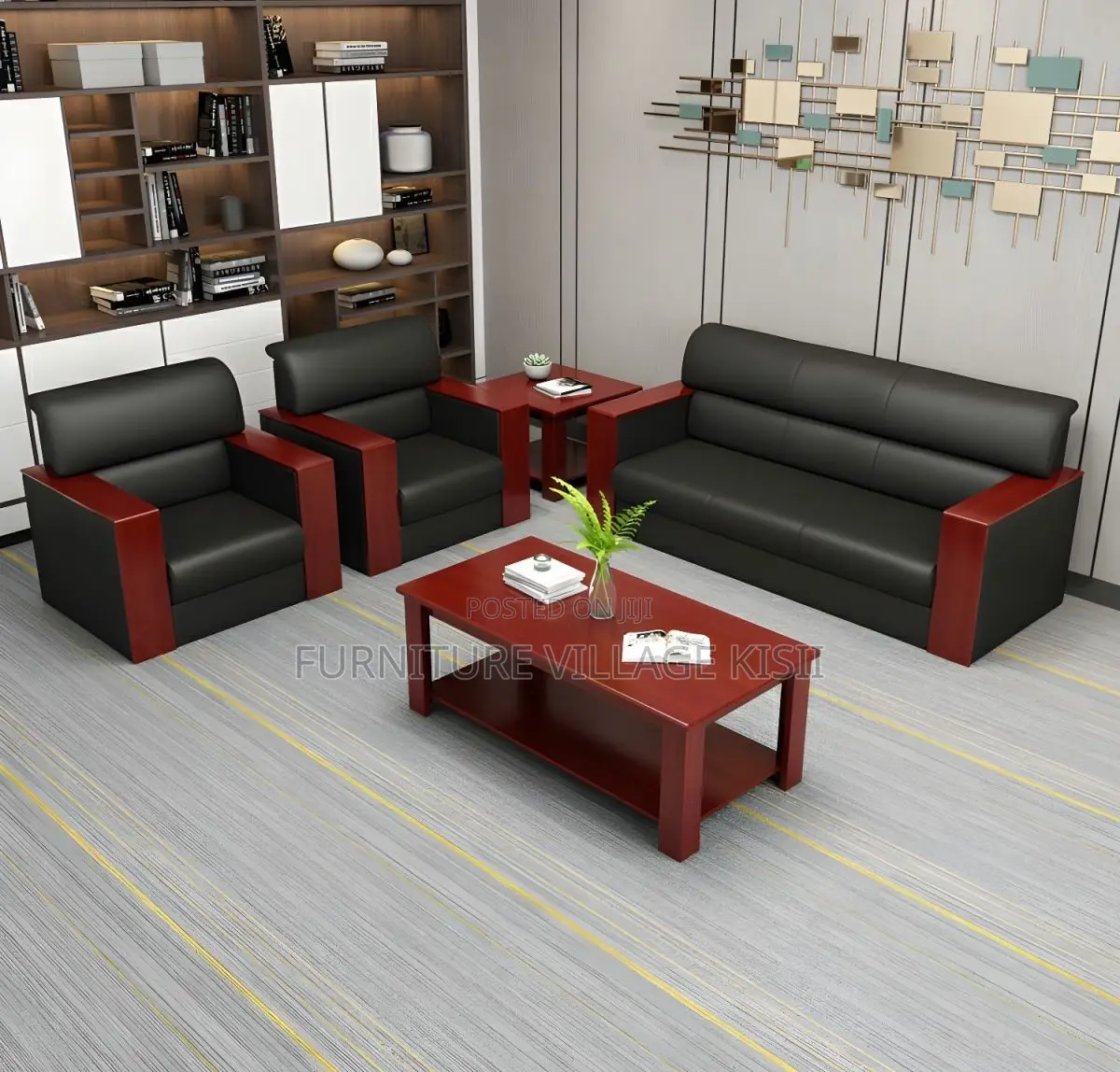 Office Furniture; 5-Seater Leather Office Sofa Set