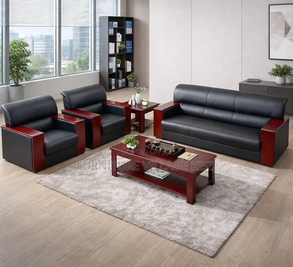 Office Furniture; 5-Seater Leather Office Sofa Set