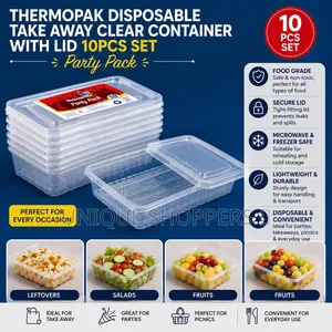 Thermopak Disposable Take Away Clear Container With Lid 10pcs Set