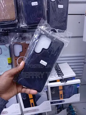 A Dark Blue Leather Phone Case for the Samsung Galaxy S26 Ultra.