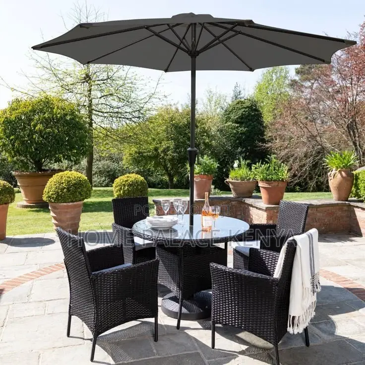 Outdoor Set; Luxury Modern Rattan Outdoor Furniture Set With Umbrella