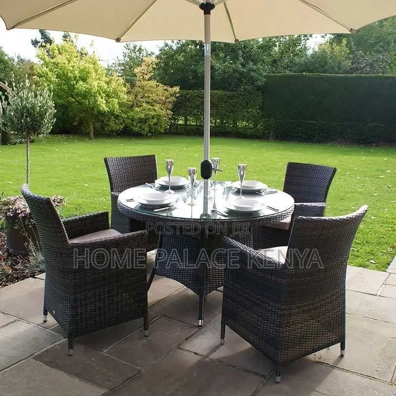 Outdoor Set; Luxury Modern Rattan Outdoor Furniture Set With Umbrella