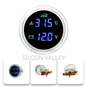 Car Digital Temperature Gauge With Voltage Display for 12-24v