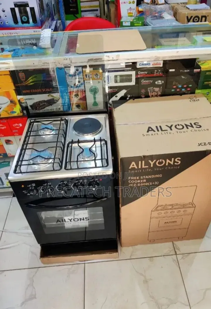 Ailyons 50×55 Free Standing Cooker – 1+3 Gas Electric