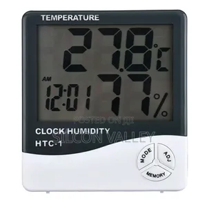 Hygrometer and Temperature With Clock Htc1
