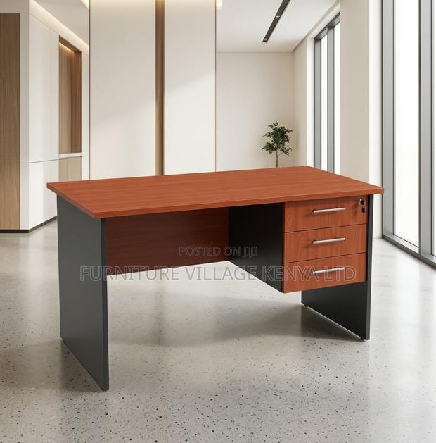 Study Desk; 0.9 M Lockable 3 Drawer Generic Home Office Study Desk