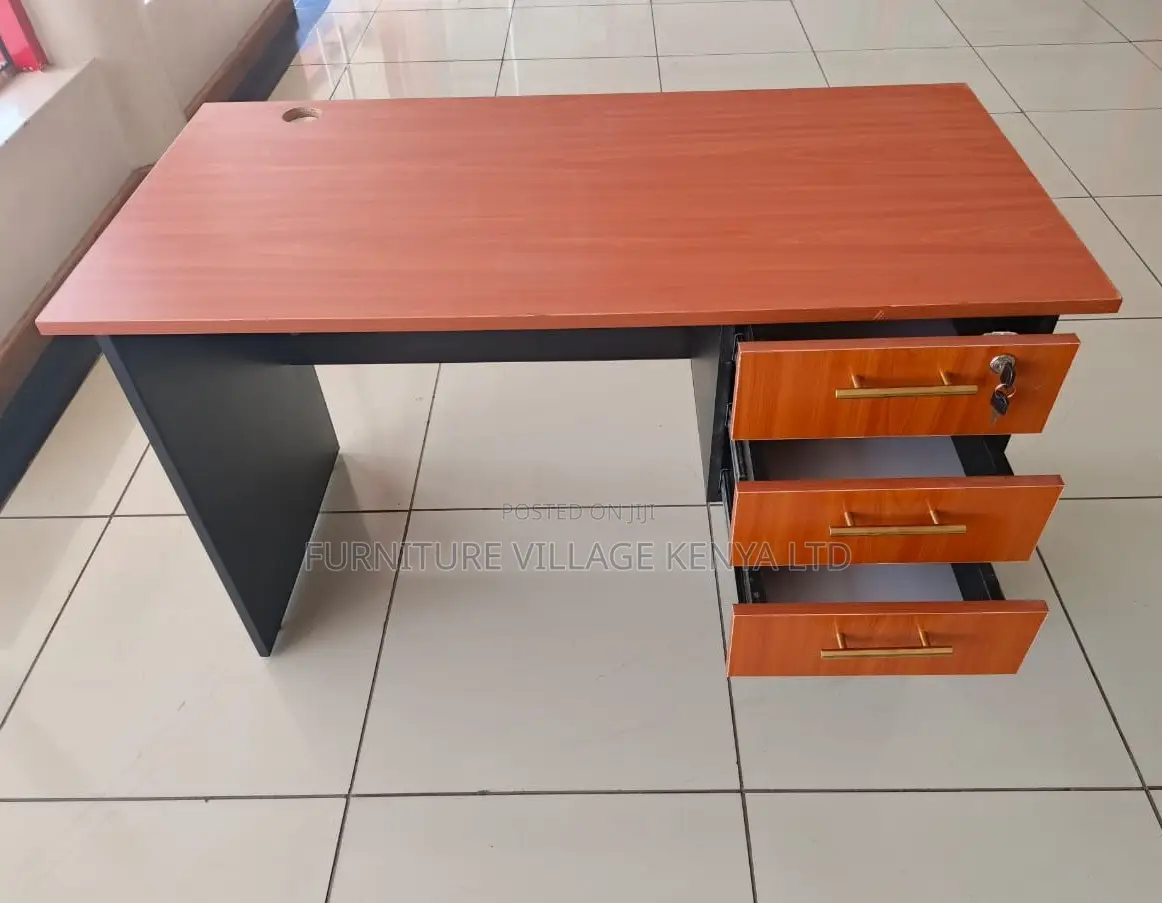 Study Desk; 0.9 M Lockable 3 Drawer Generic Home Office Study Desk