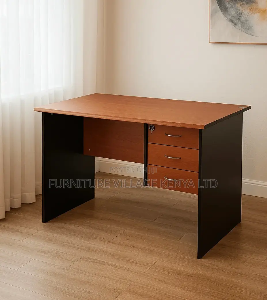 Study Desk; 0.9 M Lockable 3 Drawer Generic Home Office Study Desk