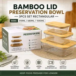 Bamboo Lid Preservation Bowl (3pcs Set Rectangular)