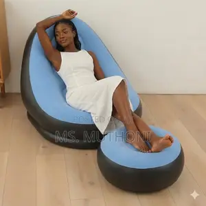 Portable Inflatable Lazy Lounge Chair Set With a Manual Pump
