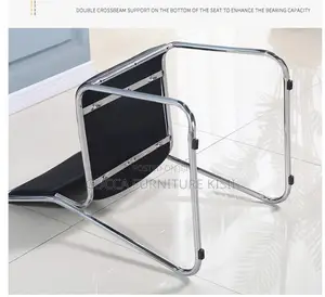 Office Chair; Stackable Leather Chrome Visitor Seat