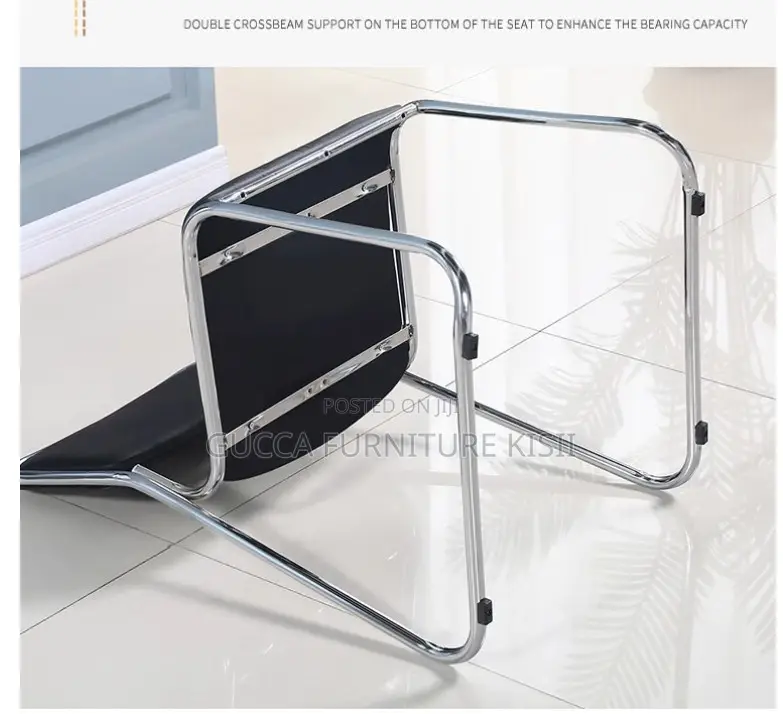Office Chair; Stackable Leather Chrome Visitor Seat