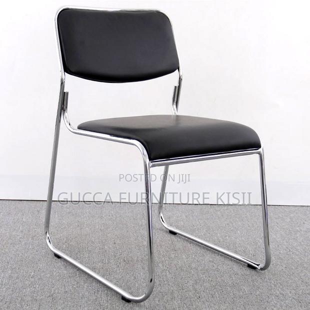 Office Chair; Stackable Leather Chrome Visitor Seat - thumbnail 10