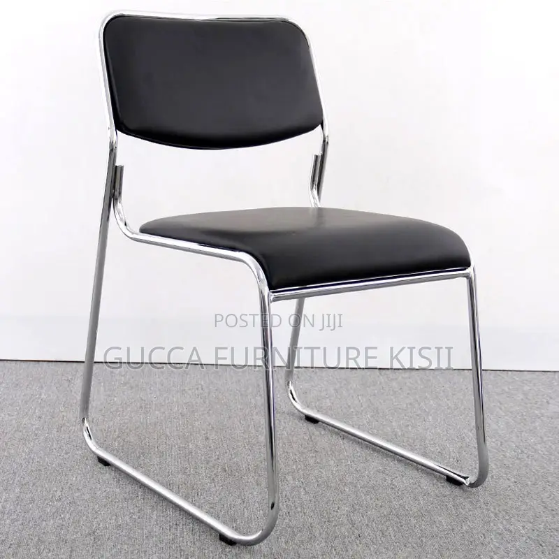Office Chair; Stackable Leather Chrome Visitor Seat