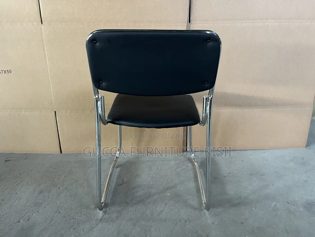 Office Chair; Stackable Leather Chrome Visitor Seat