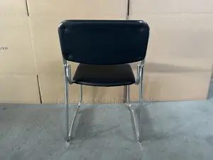Office Chair; Stackable Leather Chrome Visitor Seat