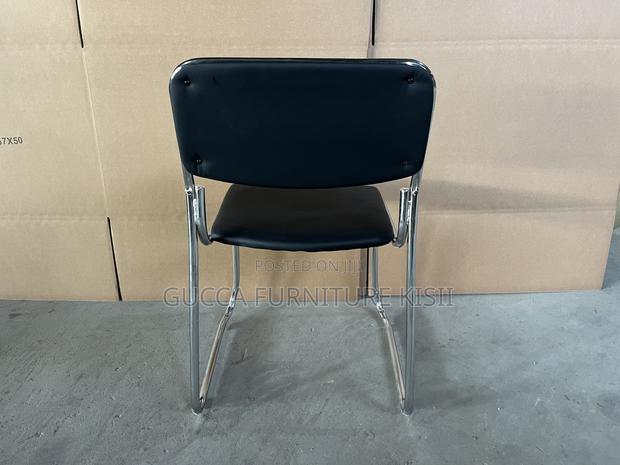Office Chair; Stackable Leather Chrome Visitor Seat - thumbnail 5