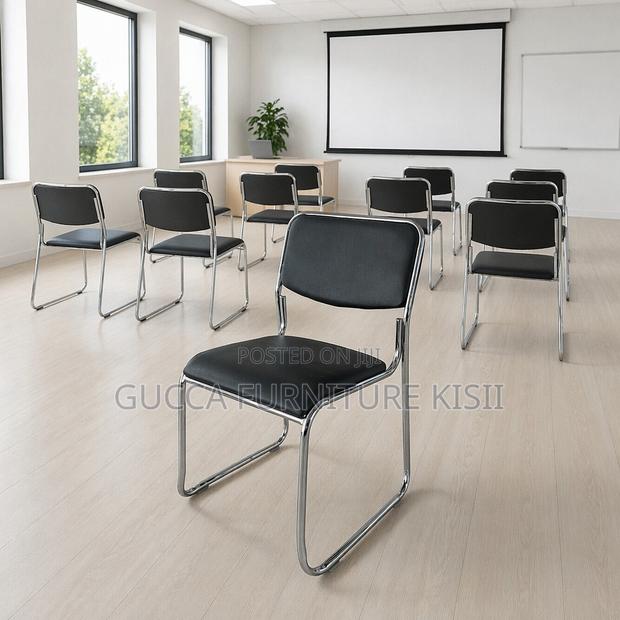 Office Chair; Stackable Leather Chrome Visitor Seat - thumbnail 15