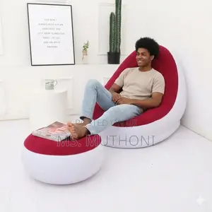 Inflatable Lounge Chair and Ottoman Set + Manual Pump