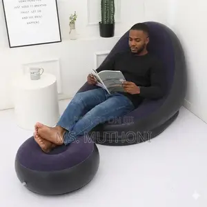 Inflatable Lounge Chair and Ottoman Set + Manual Pump