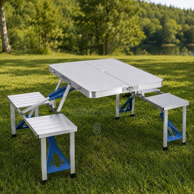 Foldable Camping Table With 4 Stools - main view