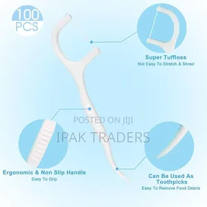 50pc Pack of 2 Way Dental Floss Toothpicks White