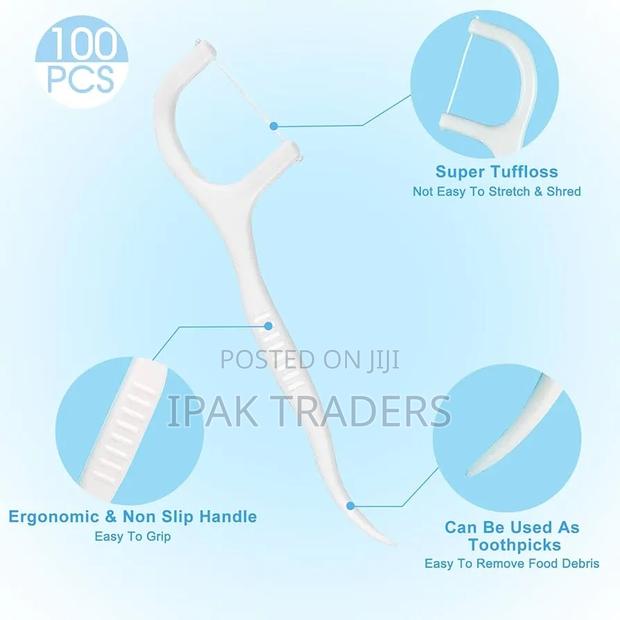 50pc Pack of 2 Way Dental Floss Toothpicks White
