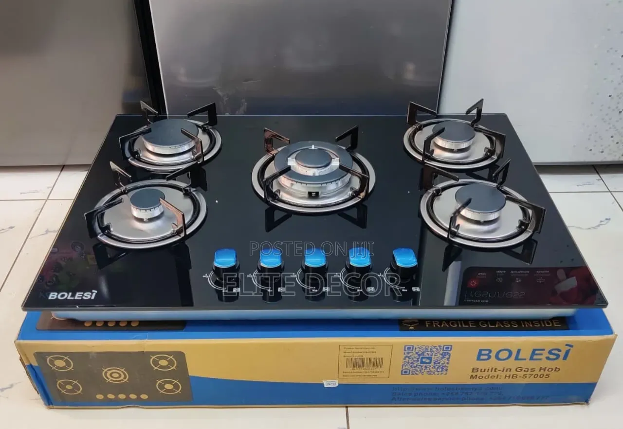 Bolesi 90CM Built-in Gas Hob – 5 Burner Stainless Steel Kitchen Cooker
