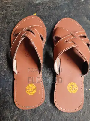 Ladies Genuine Leather Cross-Strap Flat Sandals – Multiple Colors