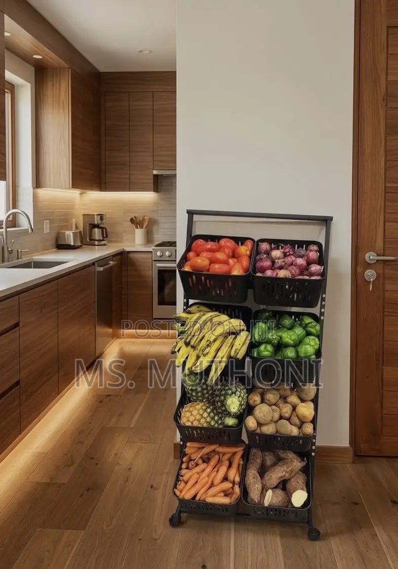 Space Saving Organization Vegetables Rack With Wheels