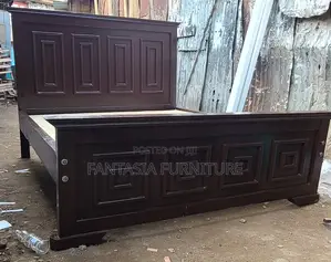 5x6 Dark Wooden Panel Bed: Pay on Delivery