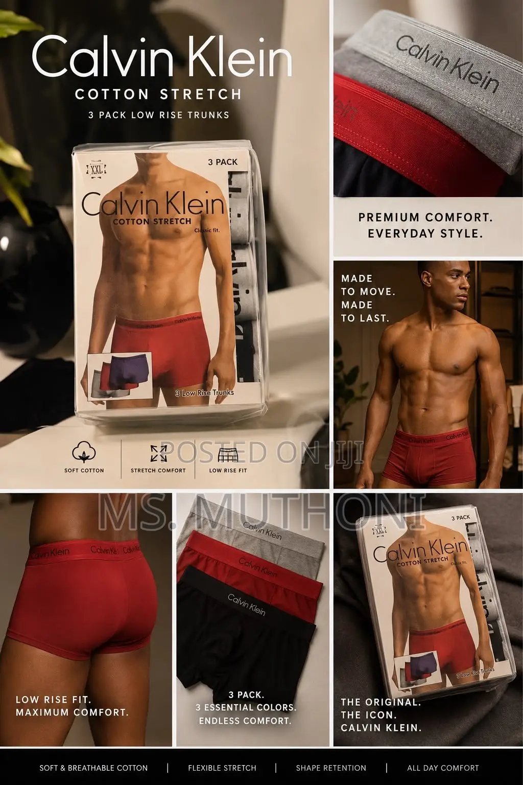 Calvin Klein Cotton Stretch 3-Pack Low Rise Trunks