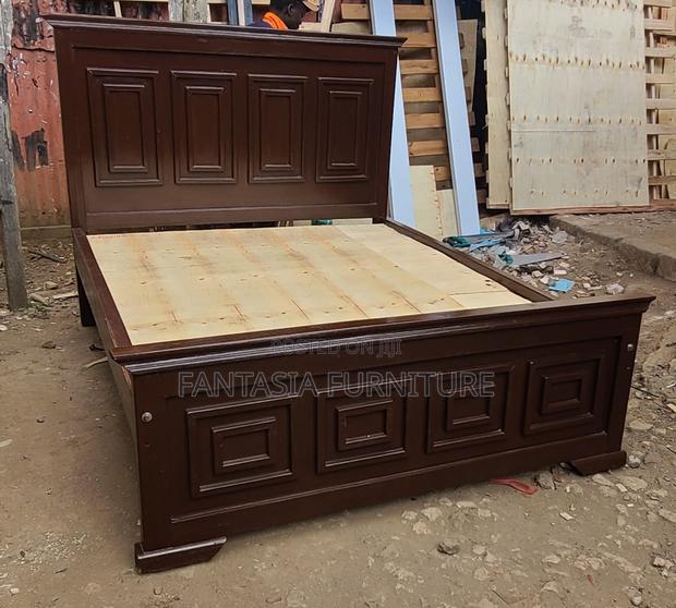 5x6 Dark Solid Wood Square-Panel Bed: Pay on Delivery - thumbnail 2