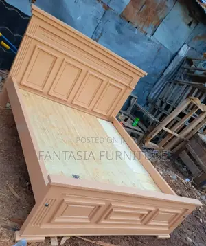 5x6 Peach Wooden Panel Bed Frame: Pay on Delivery