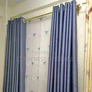 Soft Plain Grey Black and White Window Curtain
