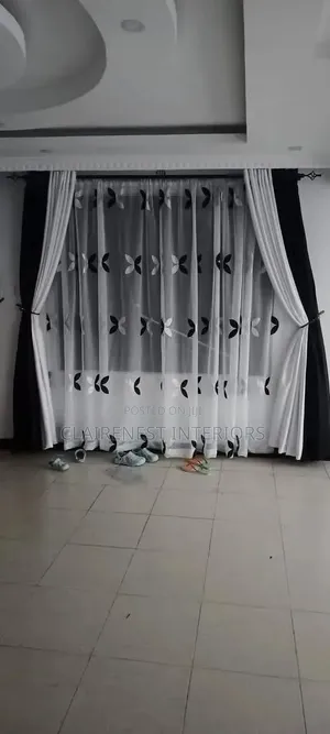 Soft Plain Grey Black and White Window Curtain